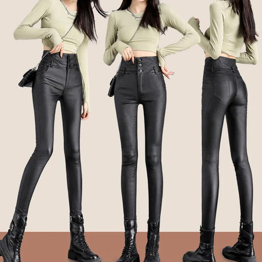 🔥Buy 2 Free shipping😍Nice Gift! 3-button Quilted Matte Leather Leggings for Women