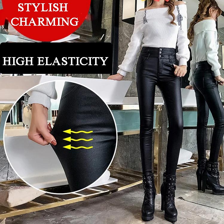 🔥Buy 2 Free shipping😍Nice Gift! 3-button Quilted Matte Leather Leggings for Women