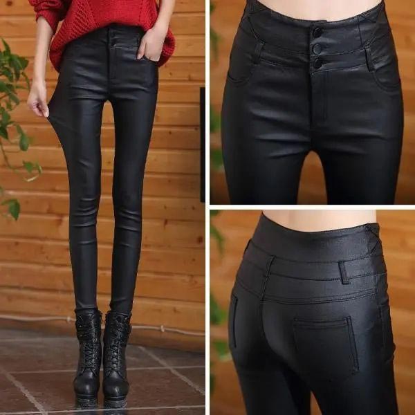 🔥Buy 2 Free shipping😍Nice Gift! 3-button Quilted Matte Leather Leggings for Women