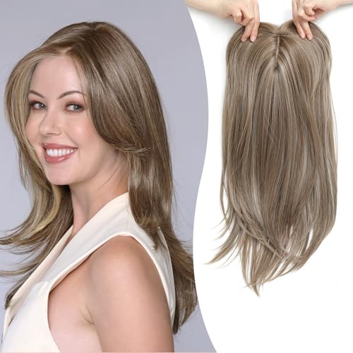 Topper Layered Hair Hairpieces with Bangs for Women with Thinning Hair