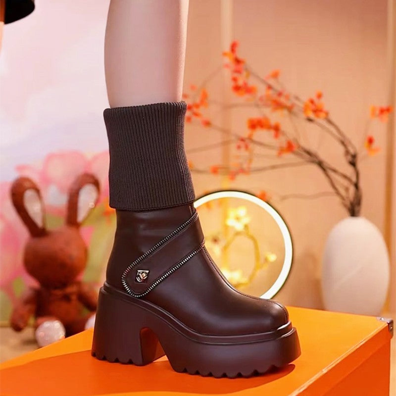 🔥Hot Sale/Free Shipping🔥Women's Platform Chunky Heel Knee High Boots（49% OFF）