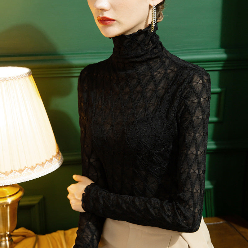 Chic Turtleneck Lace Bottoming Shirt - Best Gift for Her