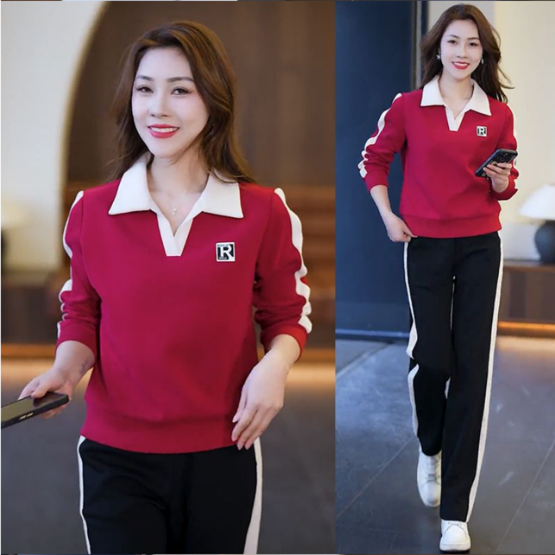 🔥HOT SALE🔥Best Gift for Her - Women's Fashion Casual Lapel Sports Sweatshirt Set