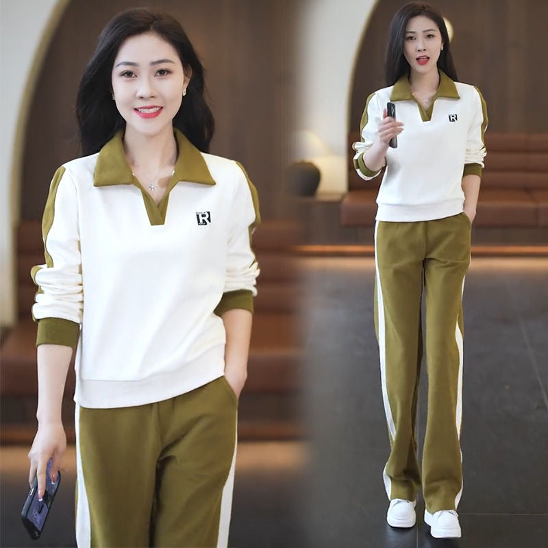 🔥HOT SALE🔥Best Gift for Her - Women's Fashion Casual Lapel Sports Sweatshirt Set