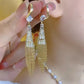 [ideal gift] Rhinestone Tassel Earrings