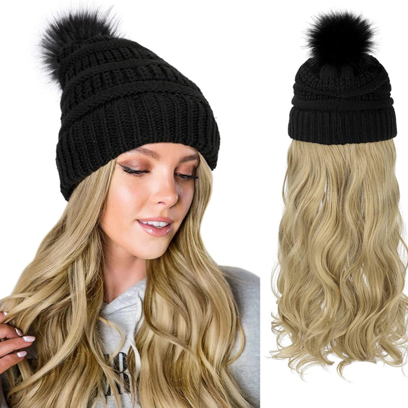 Best Gift for Her - New Warm Detachable One-Piece Big Wave Wig Knit Hat