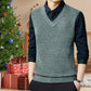 Nice Gift! Men's Faux Plush Shirt&Sweater Fake 2-piece Top