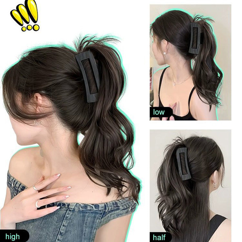 Gift Choice - Soft Natural Shark Clip Half High Ponytail Wig