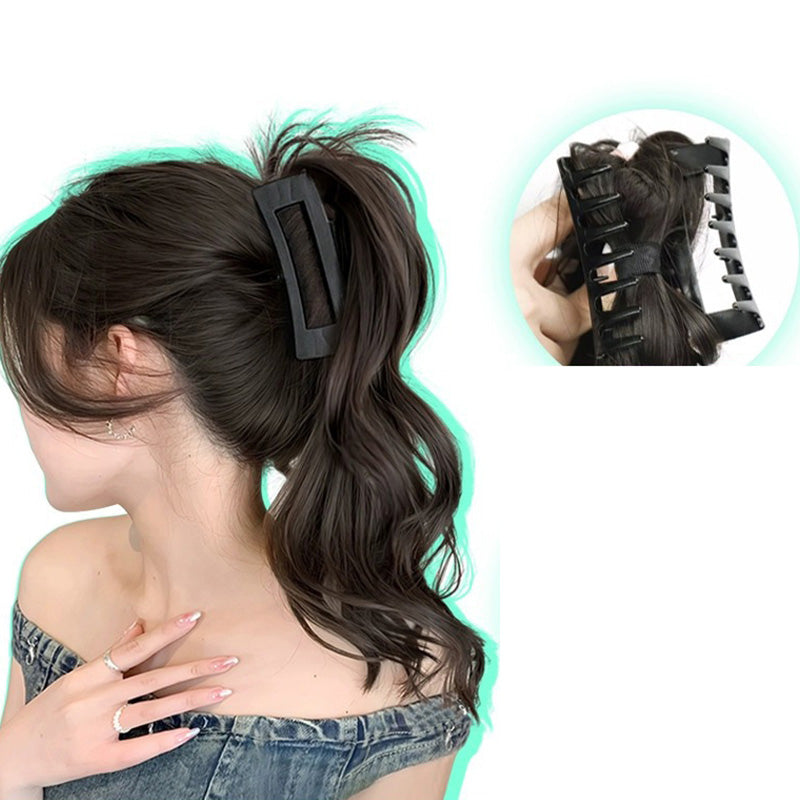 Gift Choice - Soft Natural Shark Clip Half High Ponytail Wig