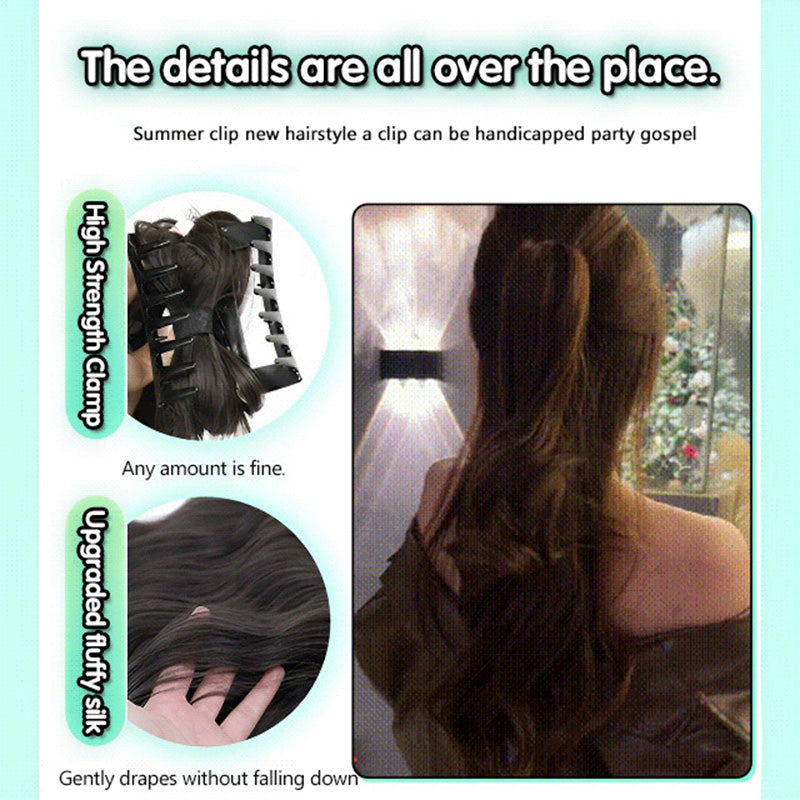 Gift Choice - Soft Natural Shark Clip Half High Ponytail Wig