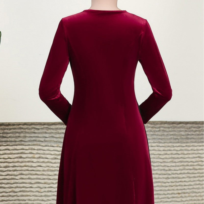 🔥🎄Christmas Sale 50% OFF🎅🔥[Gift For Her] Women's Long Sleeved Faux Velvet Dress