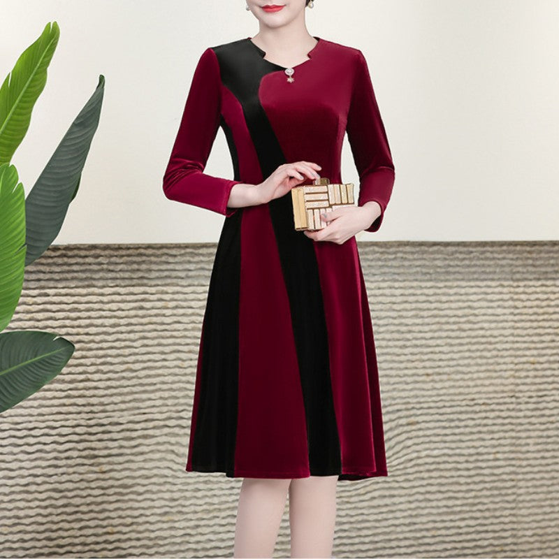 🔥🎄Christmas Sale 50% OFF🎅🔥[Gift For Her] Women's Long Sleeved Faux Velvet Dress