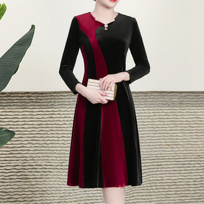 🔥🎄Christmas Sale 50% OFF🎅🔥[Gift For Her] Women's Long Sleeved Faux Velvet Dress