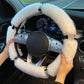 Gift Choice - Warm Plush Car Steering Wheel Cover with Rhinestone