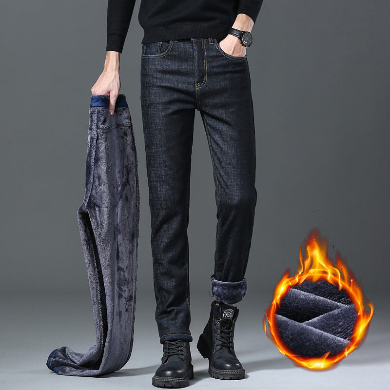 [Winter Gift] Men's Stretch High Waisted Faux Velvet Lined Warm Jeans