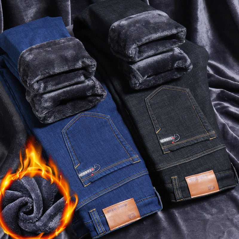 [Winter Gift] Men's Stretch High Waisted Faux Velvet Lined Warm Jeans