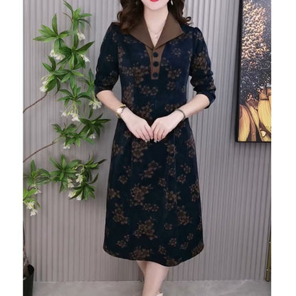 🔥✨HOT SALE 🔥✨Gift Choice - Lapel V-neck Slim Fashion Long Sleeve A-line Dress(49%OFF)