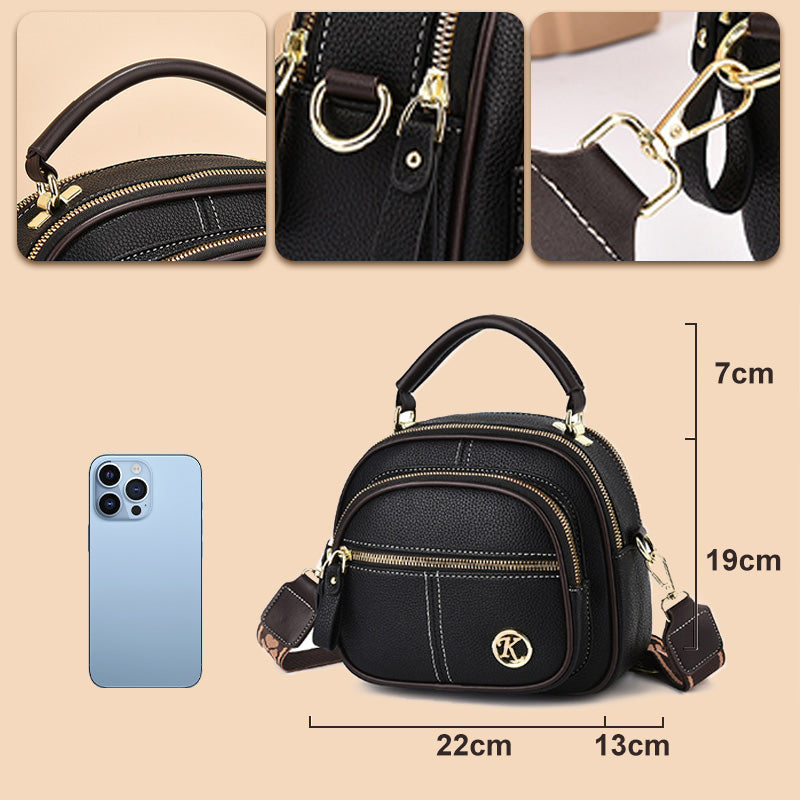 [Best Gift for Her] Classic Multifunctional Compartments Adjustable Wide Shoulder Strap PU Leather Crossbody Bag