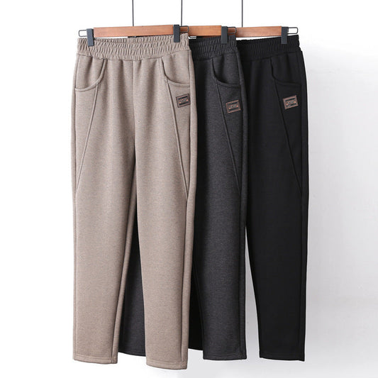 Gift Choice - Cozy Thickened Elastic Waistband Tapered Casual Pants