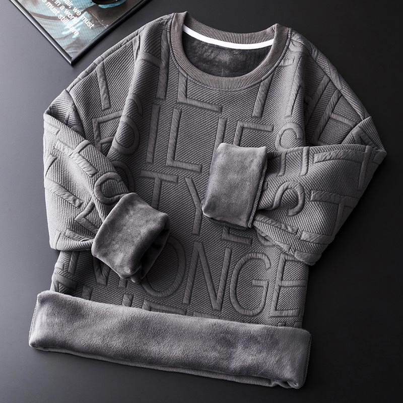 Men’s Thickened Plush-lined Round Neck Sweatshirt - Best Gift