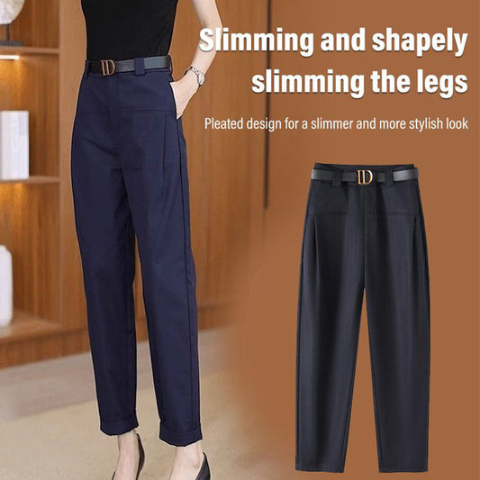 Ideal Gift - Women's Slim-Fit High-Waisted Draped Casual Pants