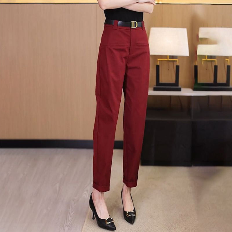 Ideal Gift - Women's Slim-Fit High-Waisted Draped Casual Pants