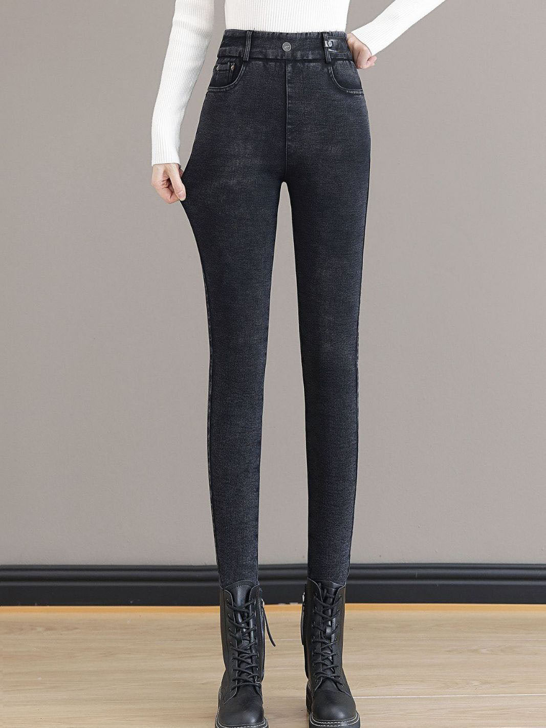 Women's High Waist Slim Stretch Warm Skinny Jeans