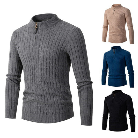 Men's Ribbed Half Zipper Closure Knit Shirt