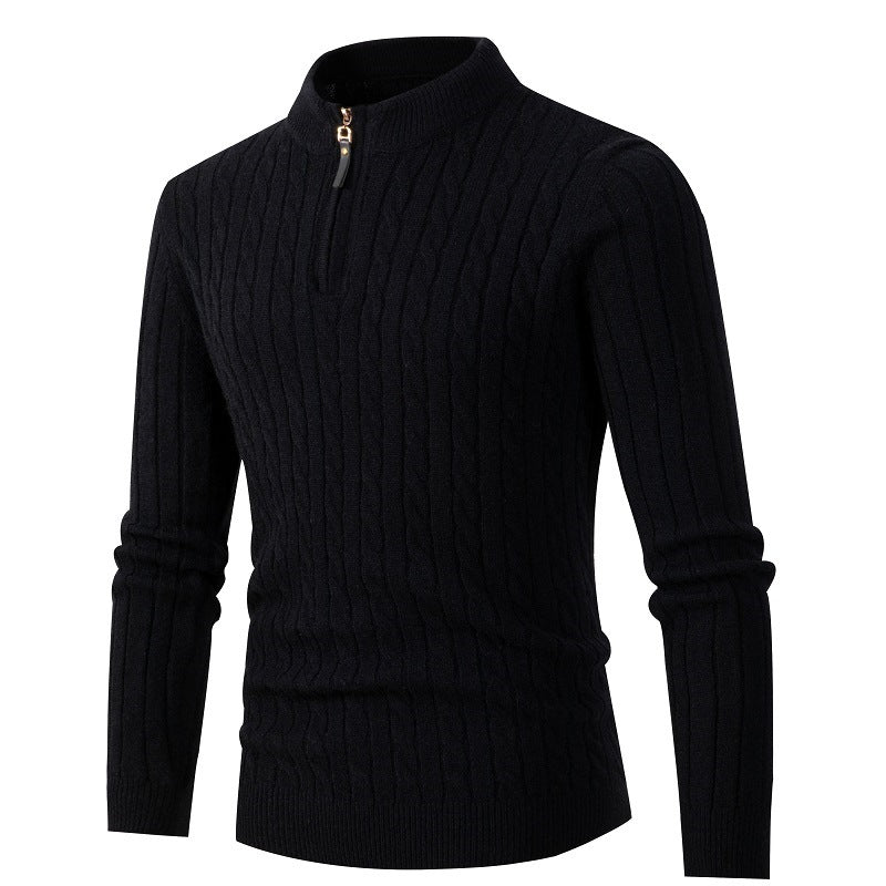 Men's Ribbed Half Zipper Closure Knit Shirt