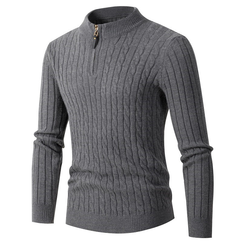 Men's Ribbed Half Zipper Closure Knit Shirt