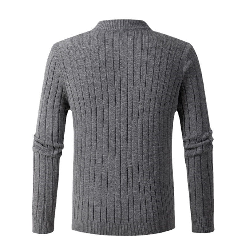 Men's Ribbed Half Zipper Closure Knit Shirt