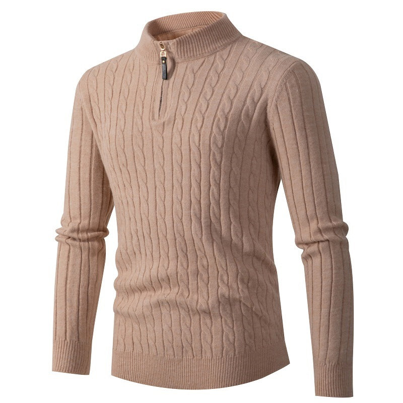 Men's Ribbed Half Zipper Closure Knit Shirt