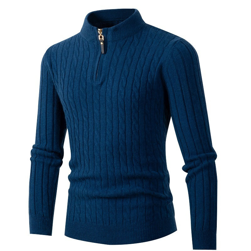 Men's Ribbed Half Zipper Closure Knit Shirt