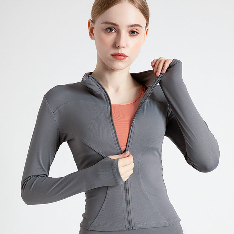 New Stand-Up Neck Covering Yoga Coat for Women