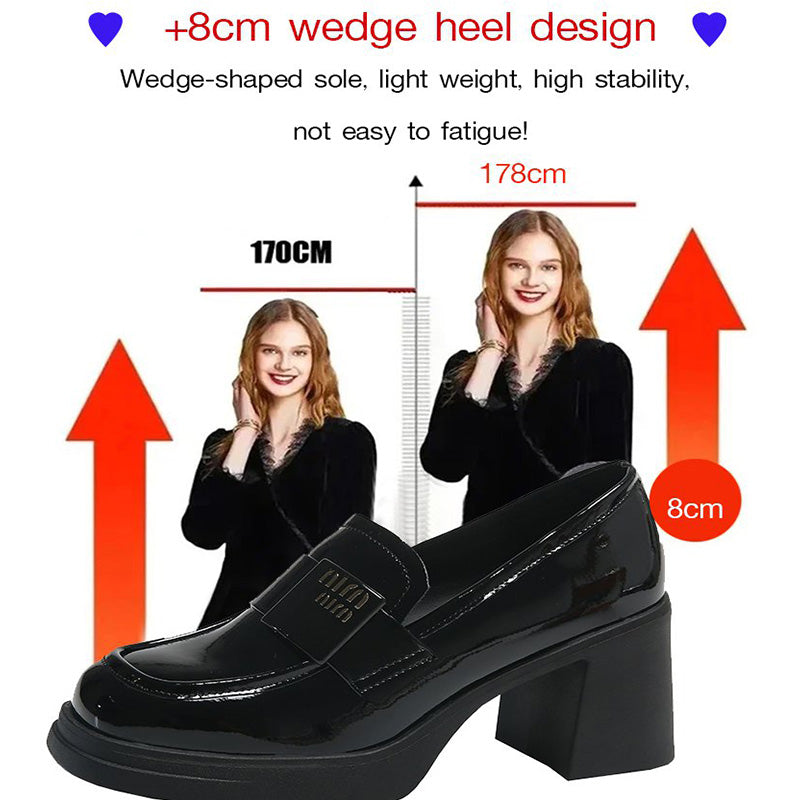 👠Hot Sale🥰-Square Toe Slip-On Loafers Leather Shoes