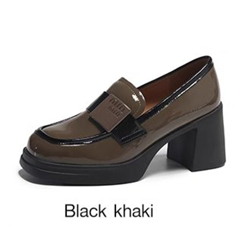 👠Hot Sale🥰-Square Toe Slip-On Loafers Leather Shoes