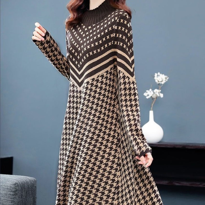 Women's Printed Plaid Knit Dress