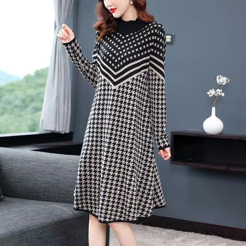 Women's Printed Plaid Knit Dress