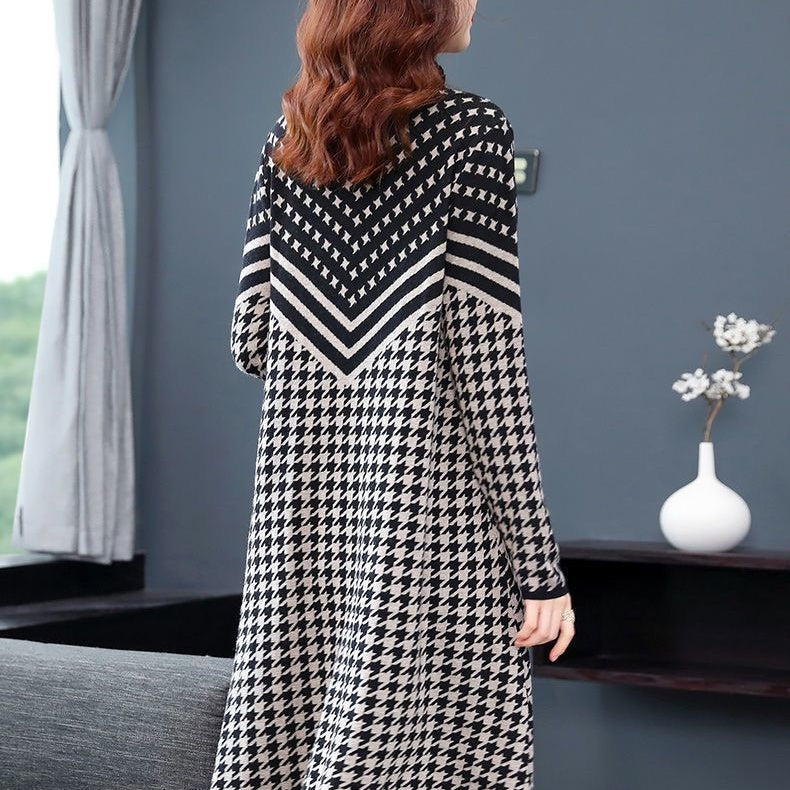 Women's Printed Plaid Knit Dress