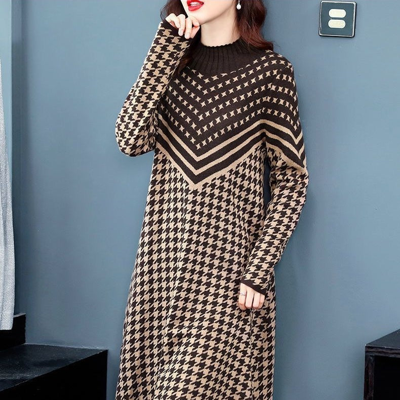 Women's Printed Plaid Knit Dress