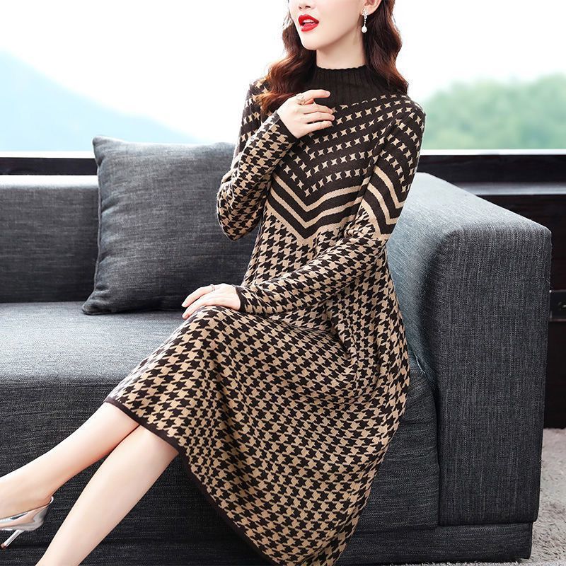 Women's Printed Plaid Knit Dress