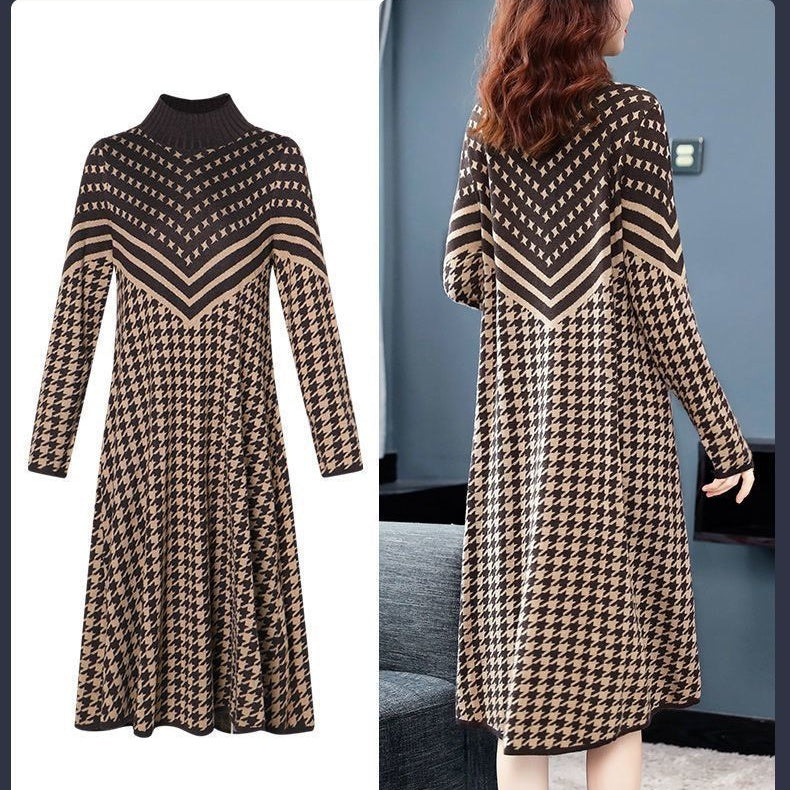 Women's Printed Plaid Knit Dress