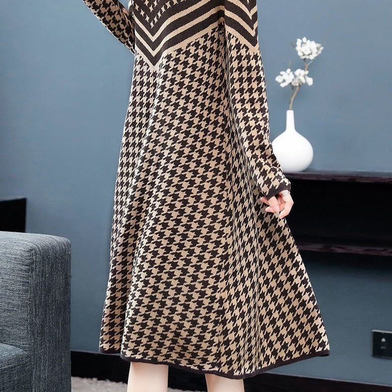 Women's Printed Plaid Knit Dress