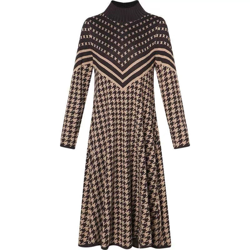 Women's Printed Plaid Knit Dress