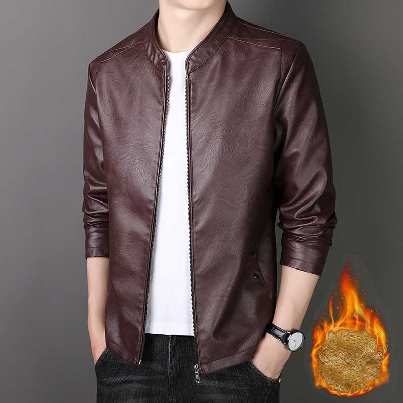 Men's Stand Collar Faux Leather Jacket