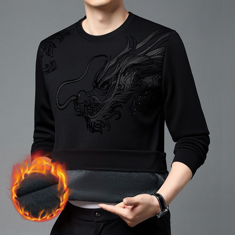 Men's Thickened Warm Round Neck Pullover Sweatshirt