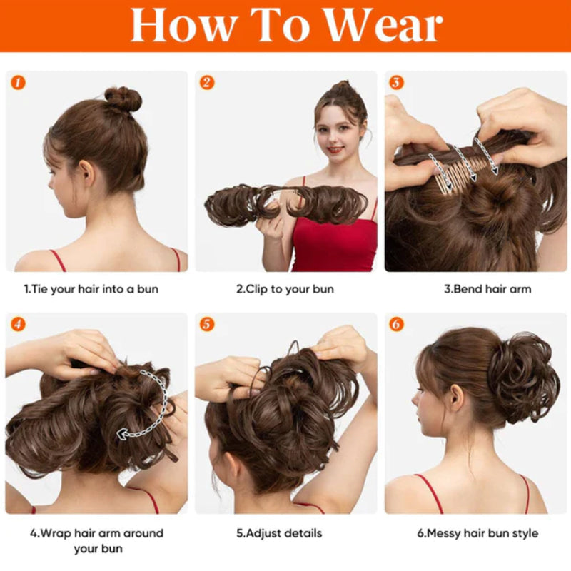 Messy Side Comb Clip In Bun Hair Accessory