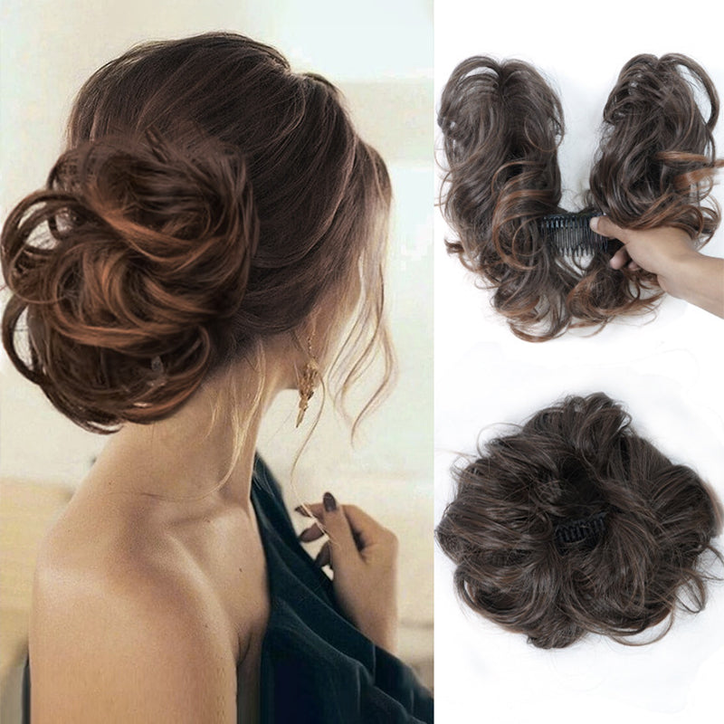 Messy Side Comb Clip In Bun Hair Accessory