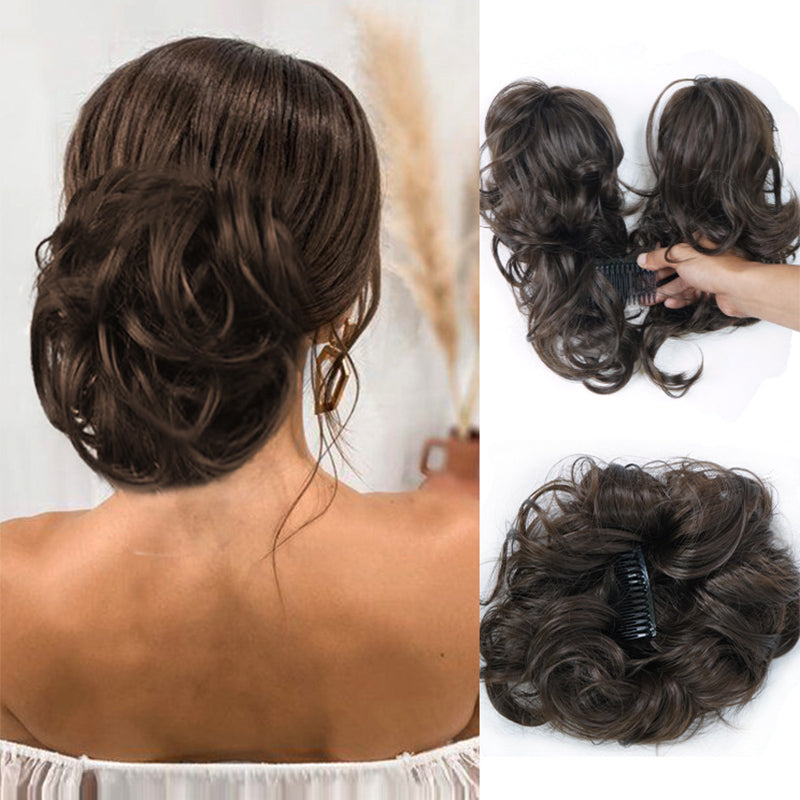 Messy Side Comb Clip In Bun Hair Accessory