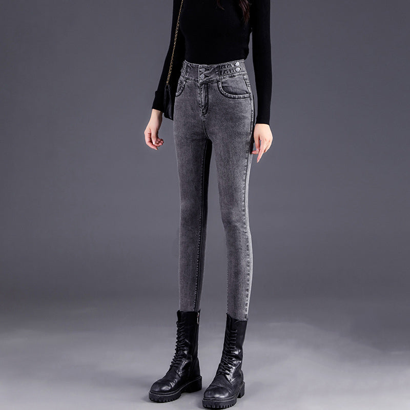 Women's High-Waisted Thick Plush - Lined Skinny Jeans